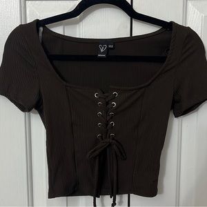 Windsor dark brown top with string detail